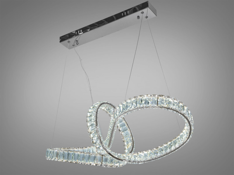 Люстра підвісна LED хром 85 Вт пульт 15 м²