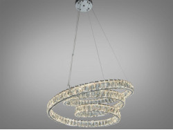 Світлодіодна підвісна люстра  з кришталевими кільцями, золото, 92 Вт