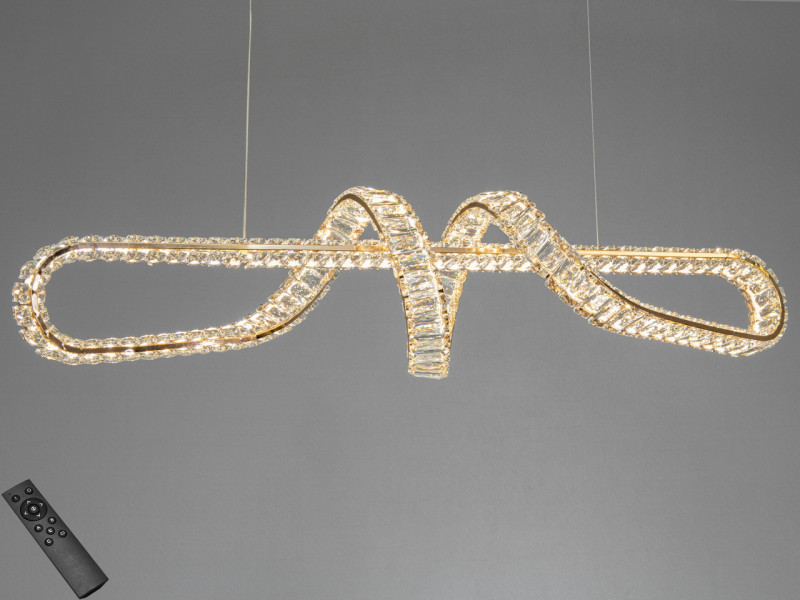 Підвісна LED люстра хром кришталь 68 Вт з пультом
