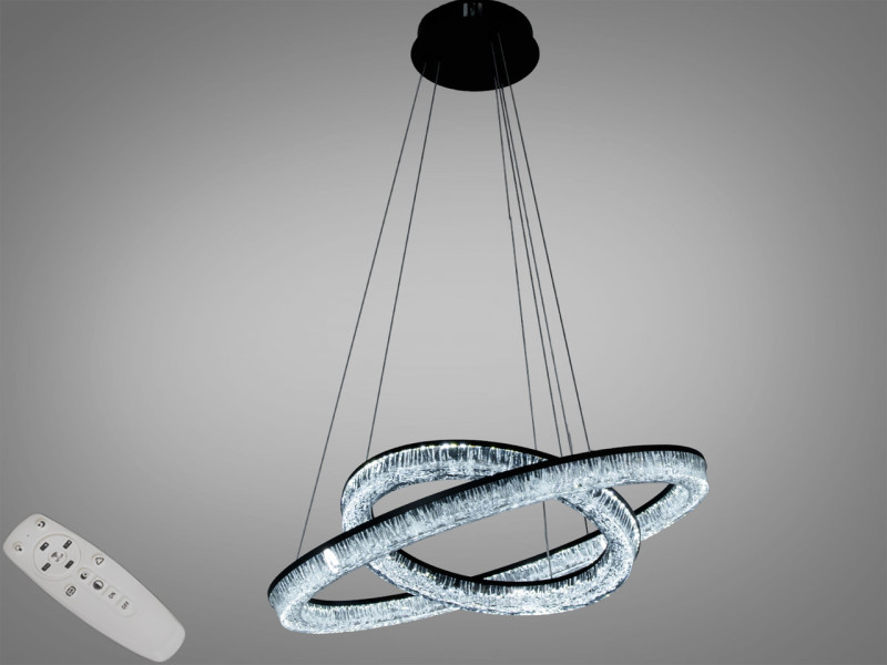 LED люстра підвісна 2 кільця 78Вт чорна з пультом