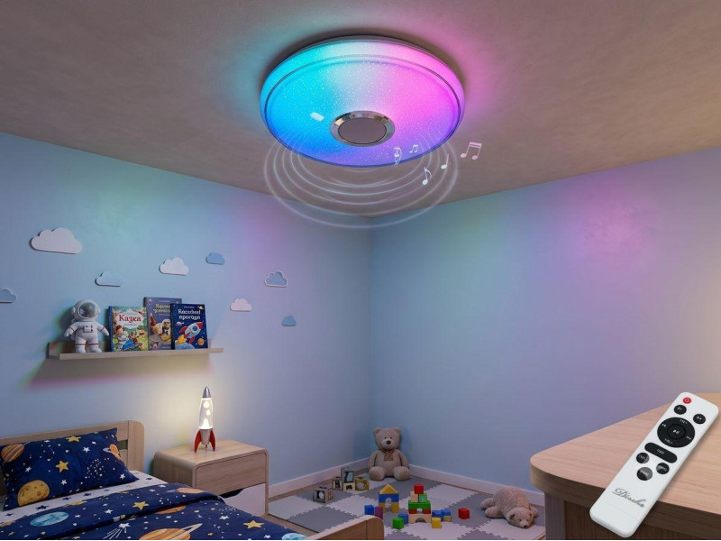 Круглий LED-світильник із музичним динаміком та RGB 70 Вт
