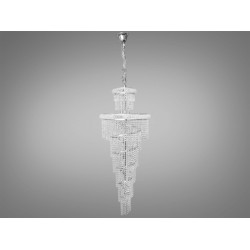 Каскадна кришталева люстра в великий зал, 33 лампи, хром