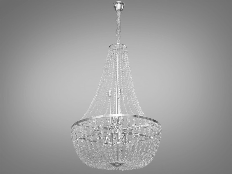 Кришталева люстра на 16 ламп, срібного кольору