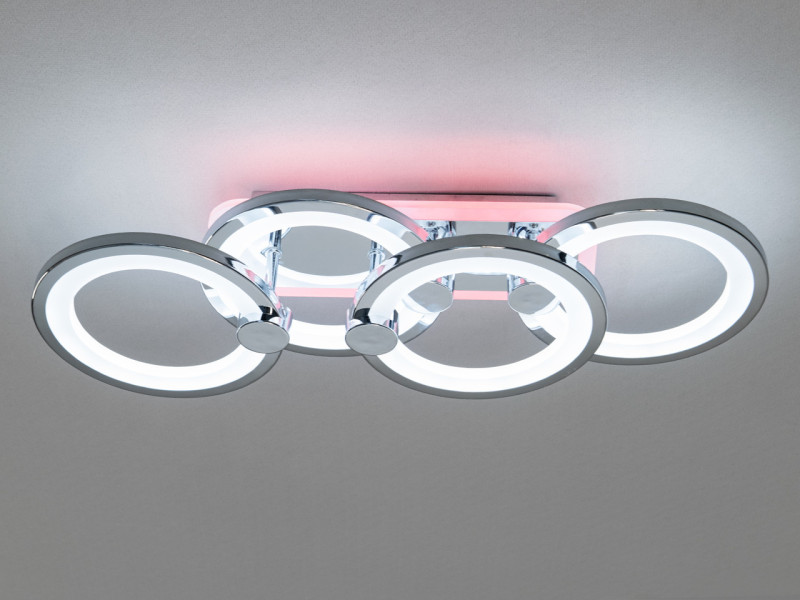 LED люстра з пультом, підсвічуванням, 65W, хром