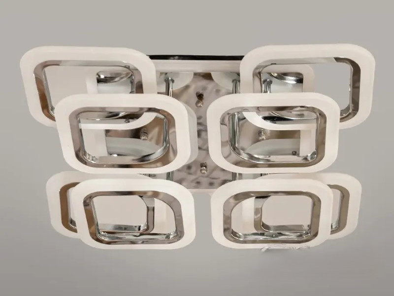 Стельова LED люстра з пультом, диммером і підсвічуванням, 110W, хром