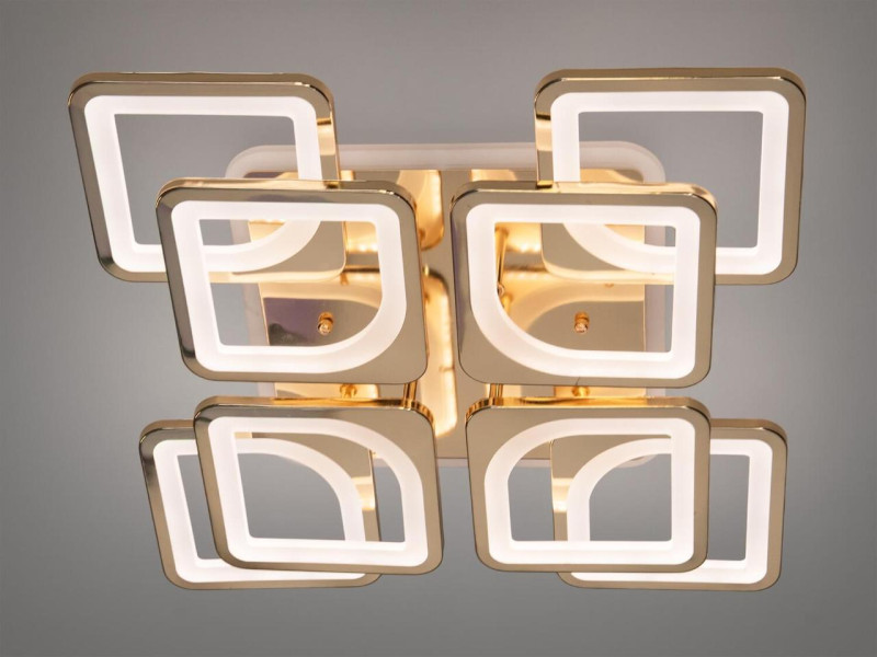 Стельова лед люстра з диммером і LED підсвічуванням, 130W, золото