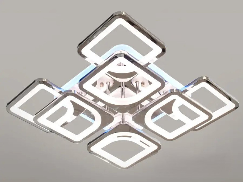Лед люстра з диммером і LED підсвічуванням, 130W, хром