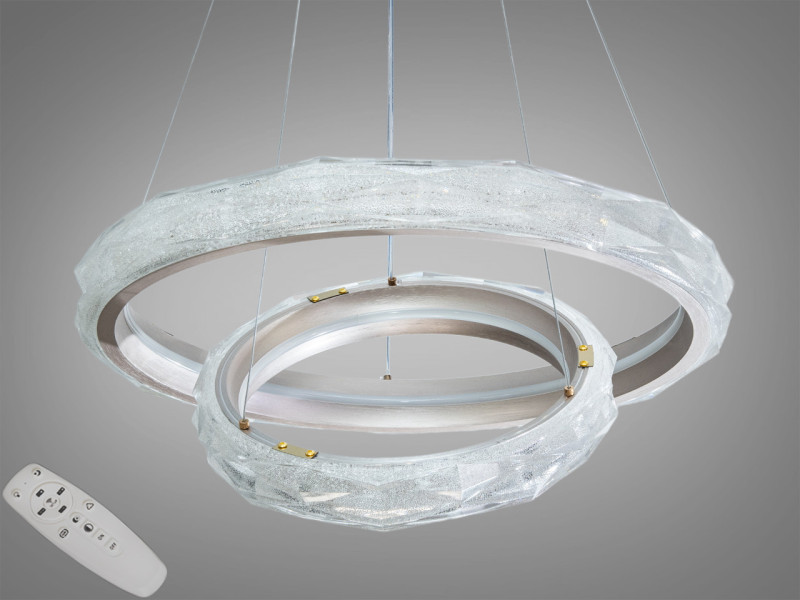 Підвісна люстра LED шампань 2 кільця 90 Вт