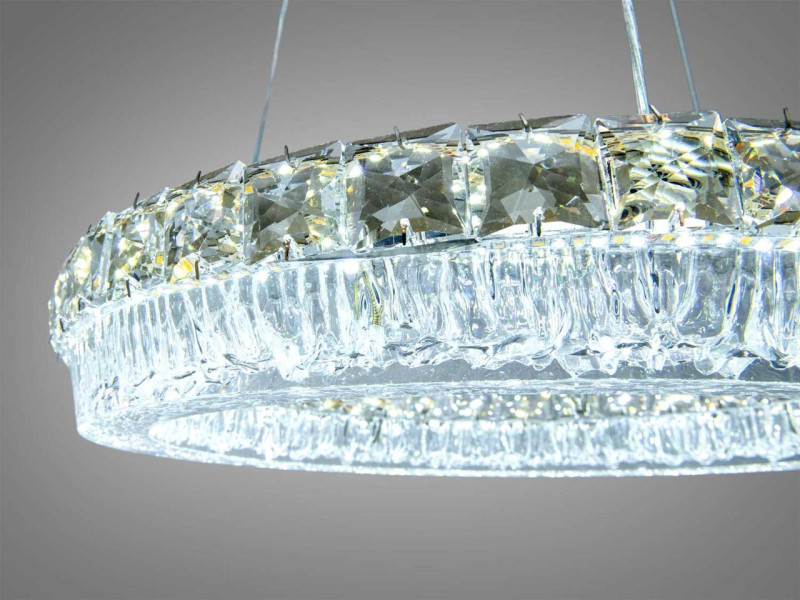Підвісна кругла LED люстра золотиста 64Вт пульт 11м²