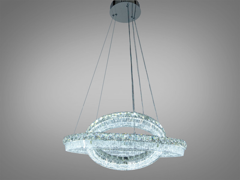 Люстра підвісна LED хром 152 Вт 2 кільця з пультом