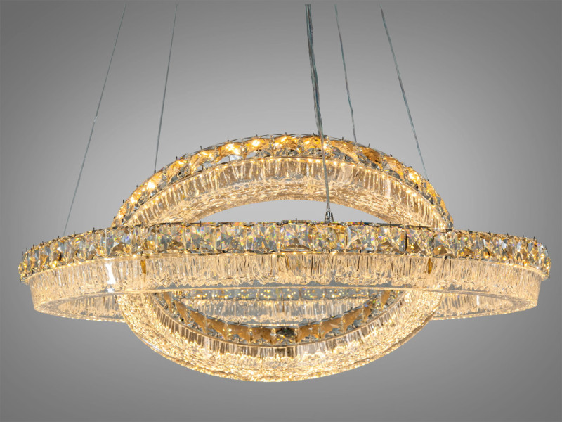 Люстра LED підвісна колір-золотистий 152 Вт 2 кільця з пультом