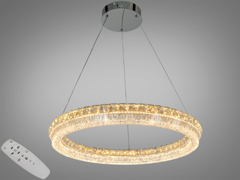 Підвісна LED люстра кільце 60 см 95Вт хром