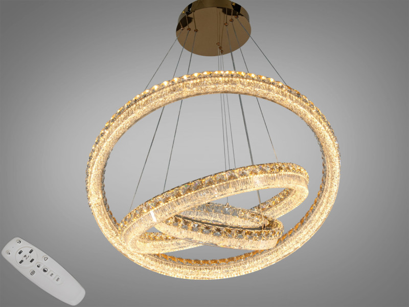 Світлодіодна люстра каскад золотиста 270Вт 3 кільця