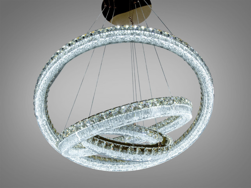 Світлодіодна люстра каскад золотиста 270Вт 3 кільця