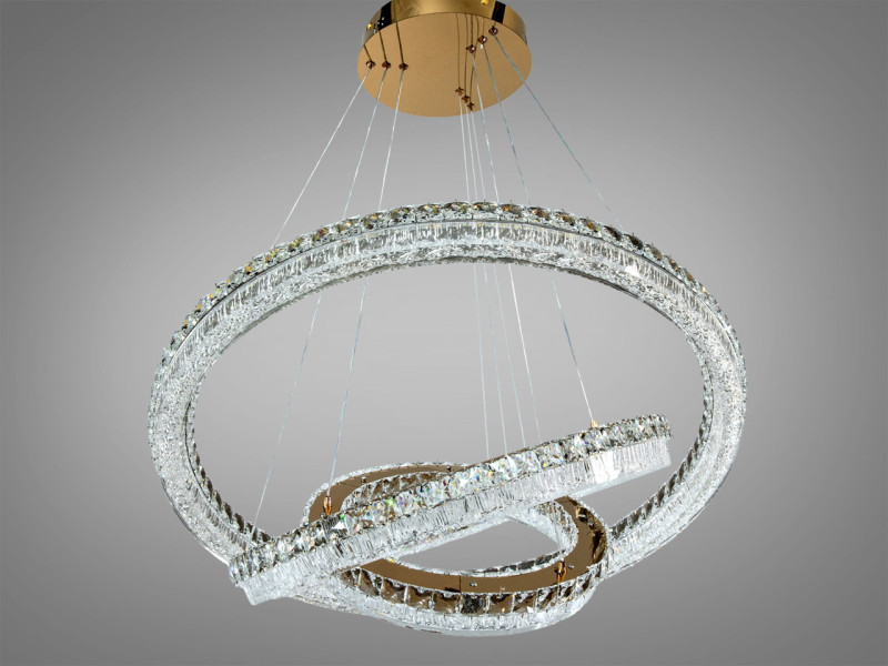 Світлодіодна люстра каскад золотиста 270Вт 3 кільця