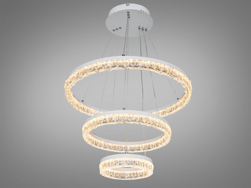 LED підвісна люстра 3 кільця 105 Вт у білому корпусі