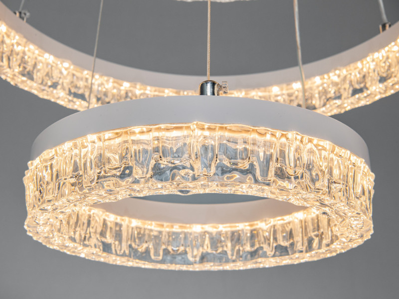 LED підвісна люстра 3 кільця 105 Вт у білому корпусі