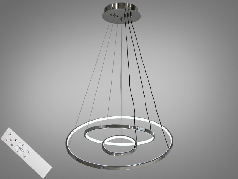 LED люстра підвісна кільця в кухню, 100W, хром