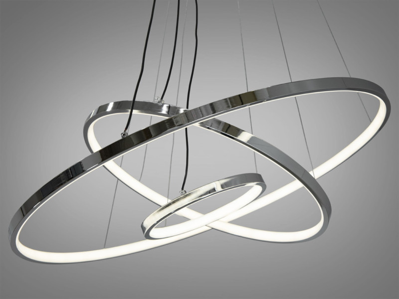 LED люстра підвісна кільця в кухню, 100W, хром