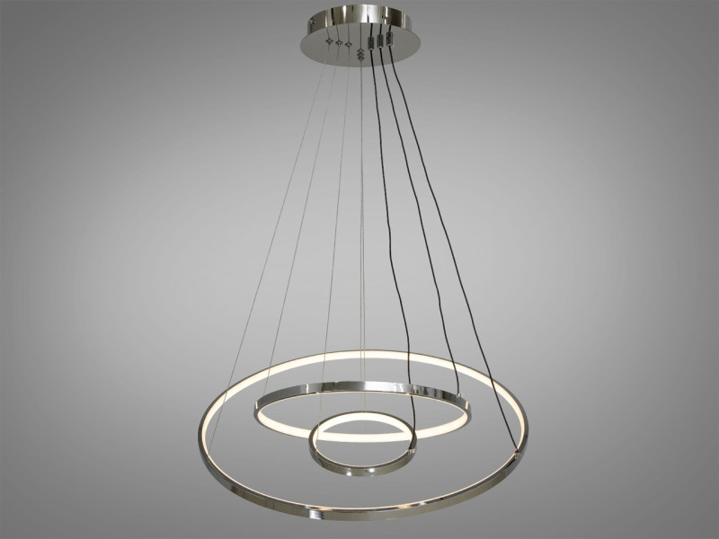 LED люстра підвісна кільця в кухню, 100W, хром