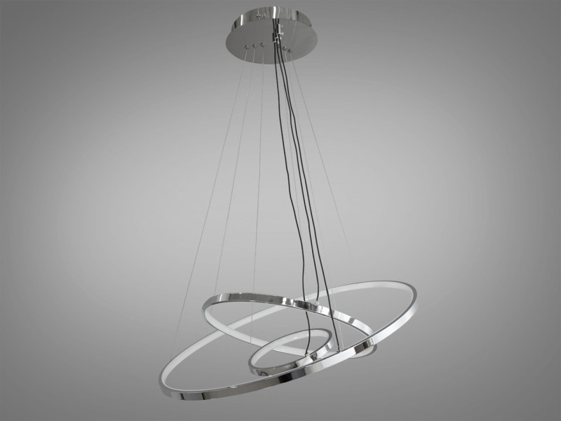 LED люстра підвісна кільця в кухню, 100W, хром