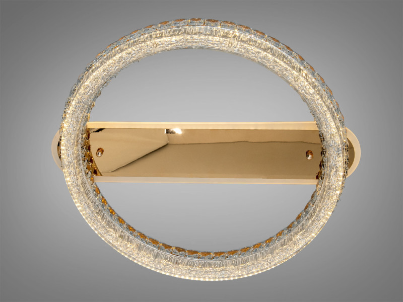 Люстра стельова LED кришталева 140W пульт золотиста