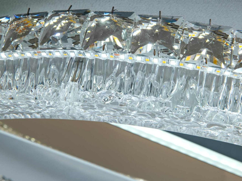 Люстра стельова LED кришталева 140W пульт золотиста