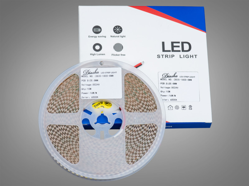 LED стрічка 24В, 180 діодів на метр, 8мм, холодний