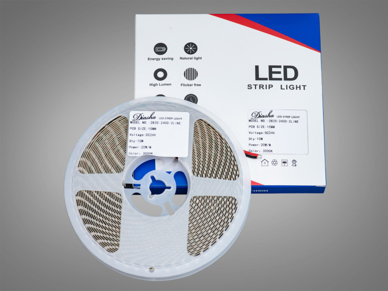 LED стрічка 24В, 240 діодів на метр, 15мм, теплий