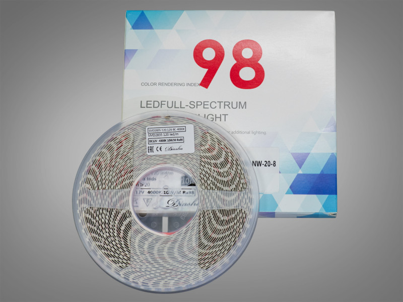 LED стрічка 12В, 120 діодів на метр, 8мм, нейтральний