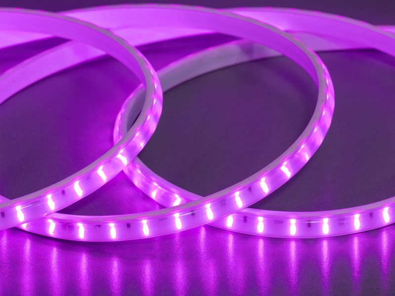 LED стрічка 220в, 120 штм, герметична, 10мм, рожевий