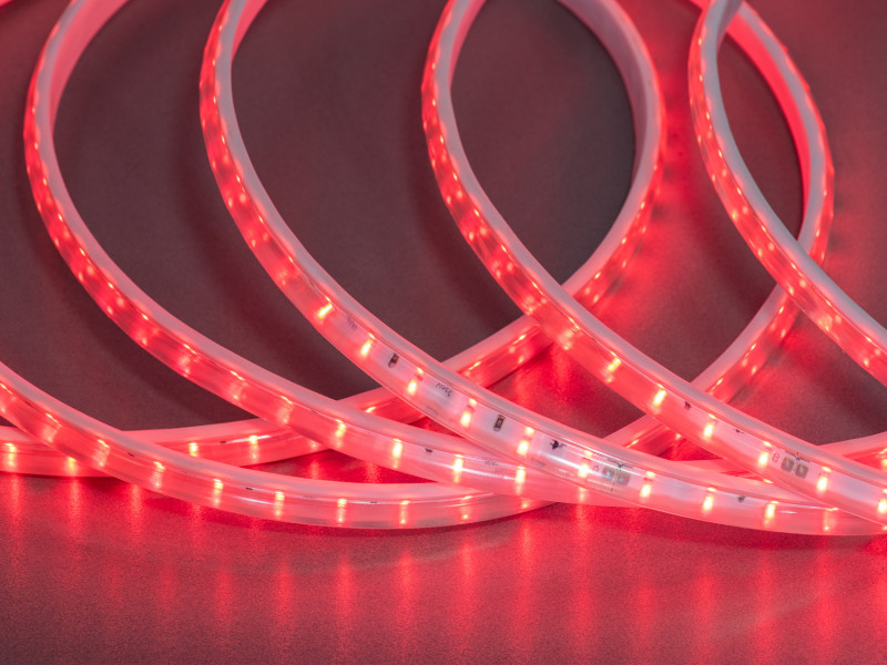 LED стрічка 220в, 120 штм, герметична, 12мм, червоний