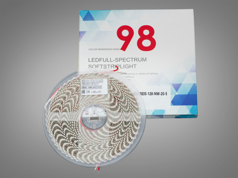 LED стрічка 24В, 120 діодів на метр, 5мм, нейтральний