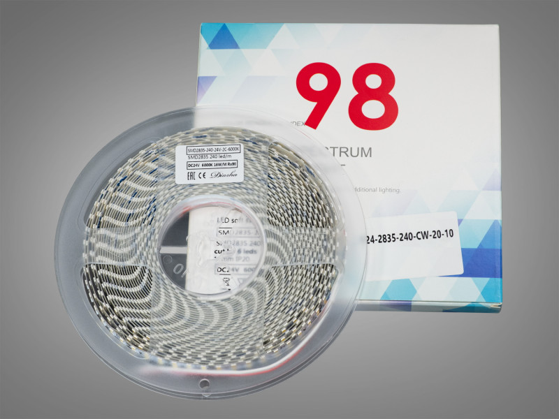 LED стрічка 24В, 240 діодів на метр, 10мм, холодний