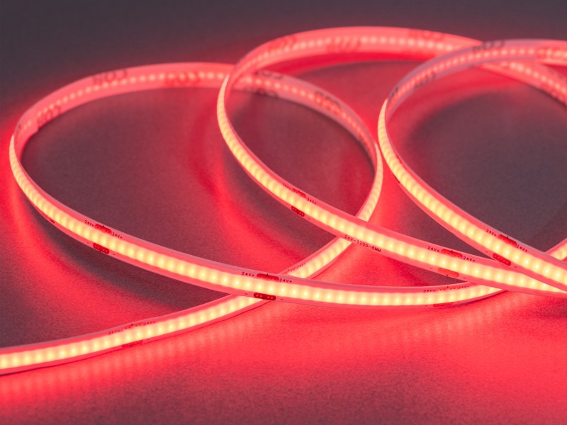 COB LED стрічка 24В, 320 діодів на метр, 8мм, червоний