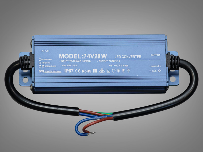 Блок живлення 24 В, для підключення LED стрічки, 28Вт, 1.16А