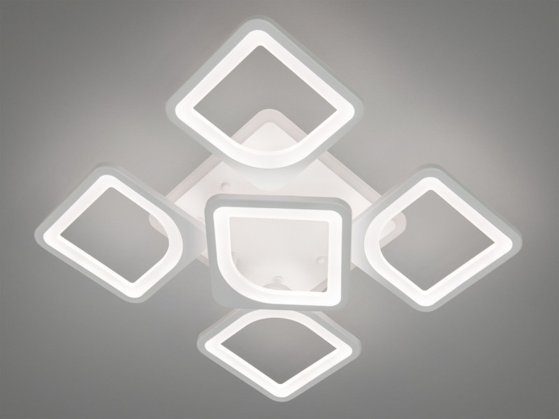 LED люстра на стелю з пультом, диммером, підсвічуванням, 85W, біла