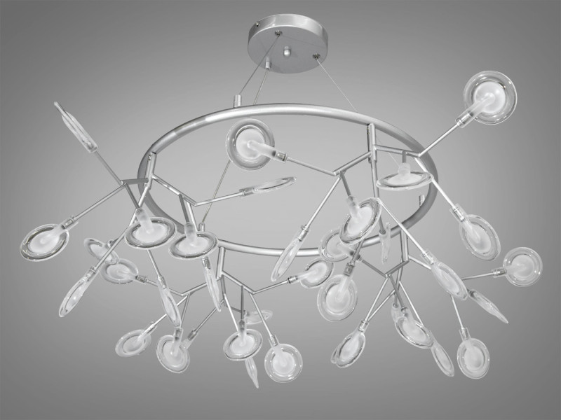 Підвісна люстра "Світлячок", 36 ламп, хром сатин