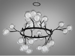 Чорна люстра підвіс "Світлячок", 36 ламп