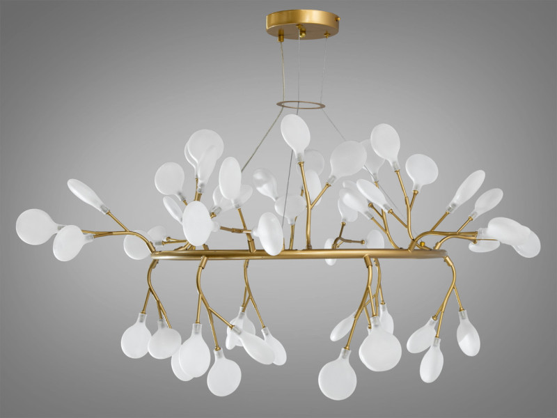 Підвісна люстра "Світлячок", 54 лампи, золото сатин