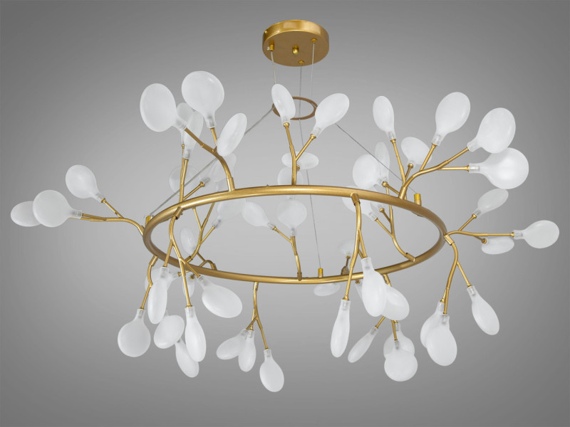 Підвісна люстра "Світлячок", 54 лампи, золото сатин