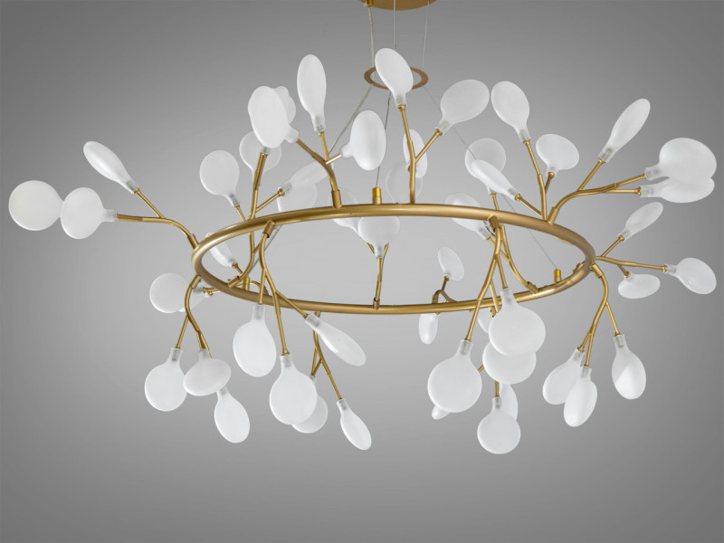 Підвісна люстра "Світлячок", 54 лампи, золото сатин